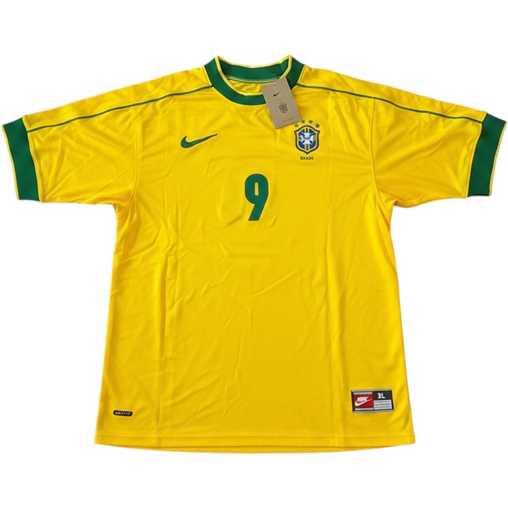 Nike Brazil Ronaldo 9 Soccer Jersey Yellow Green XL Dri-FIT Reproduction